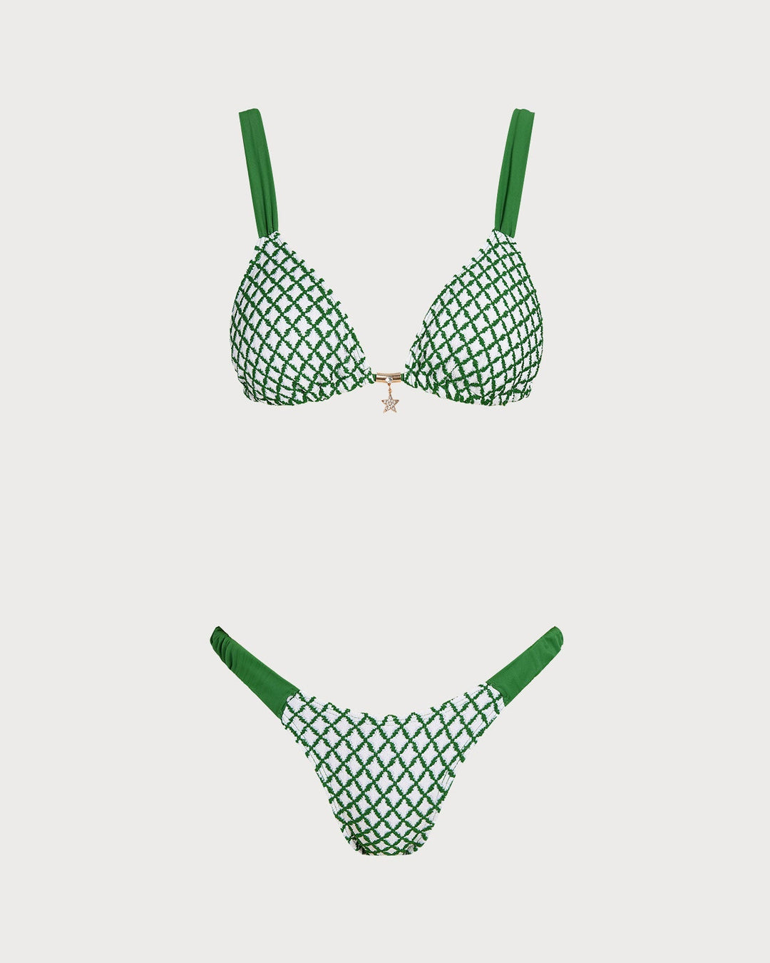 Clara & Sophia | Green Plaid Triangle Bikini Set