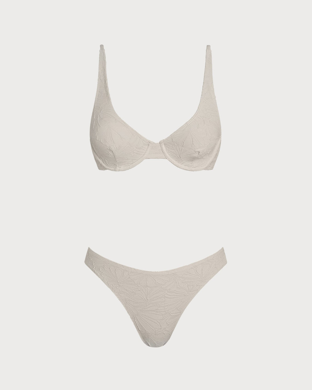 Clara & Sophia | Beige Jacquard Underwire Bikini