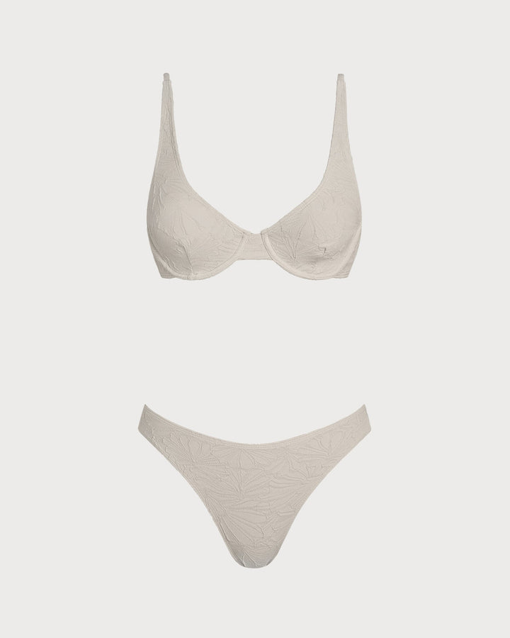 Clara & Sophia | Beige Jacquard Underwire Bikini