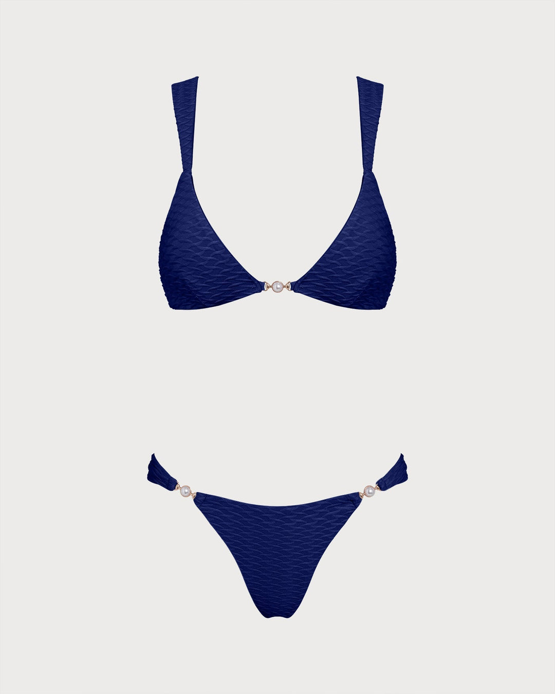 Clara & Sophia | Textured Triangle Bikini Set, Royal Blue