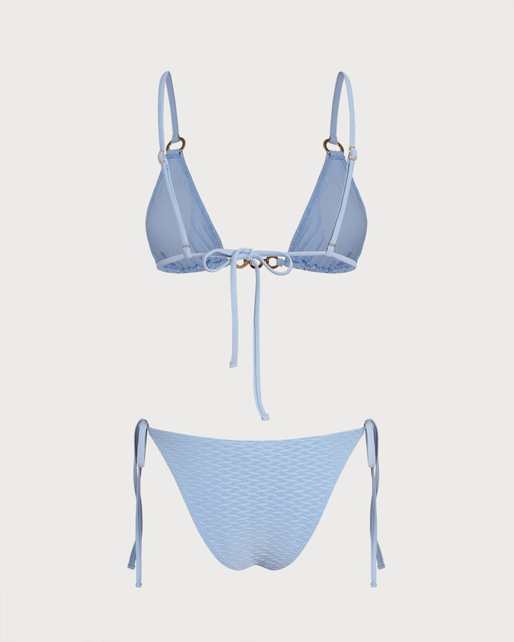 Clara & Sophia | Triangle Bikini Set for Women in Blue with V Neck and O-Ring Detail