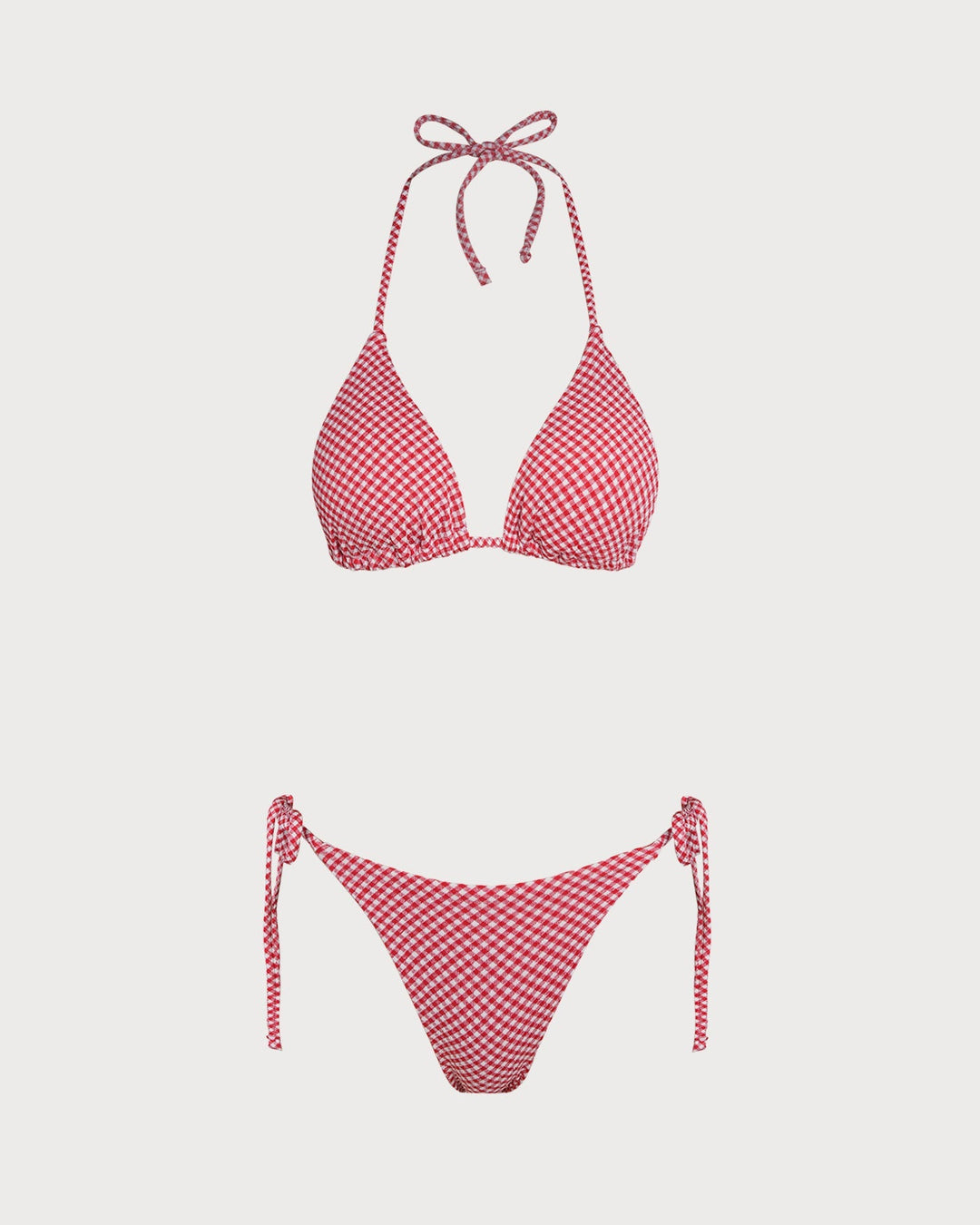Clara & Sophia | Triangle Bikini Set for Women in Red Plaid