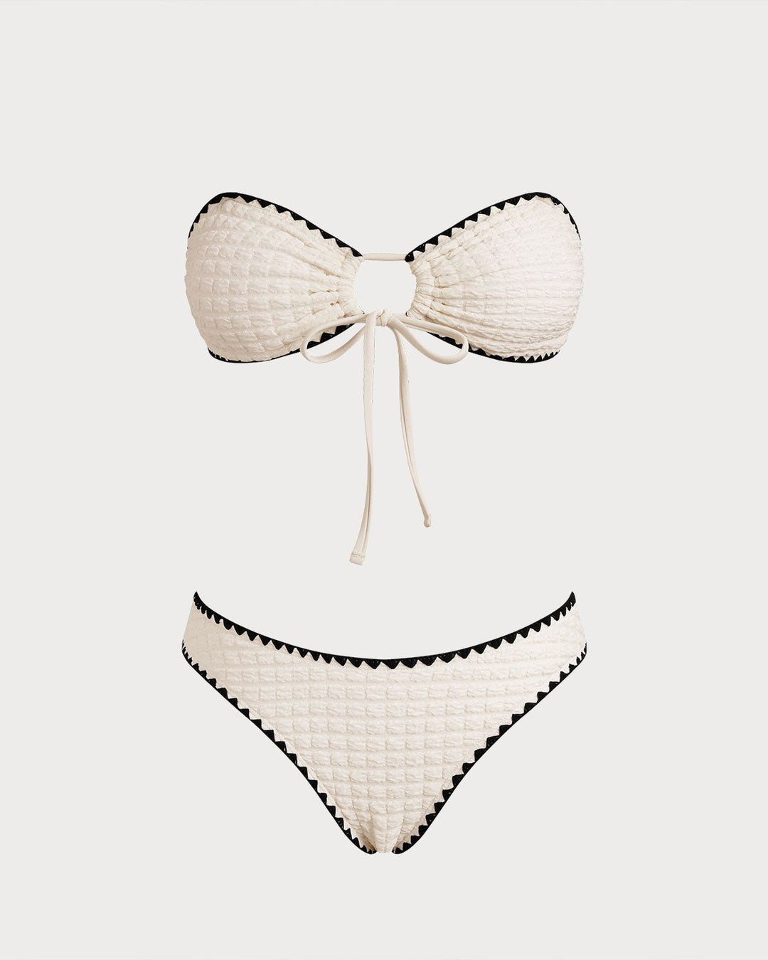 Clara & Sophia | Bandeau Bikini Set for Women in White with Contrasting Details