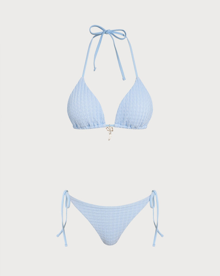 Clara & Sophia | Halter Triangle Bikini Set for Women in Blue