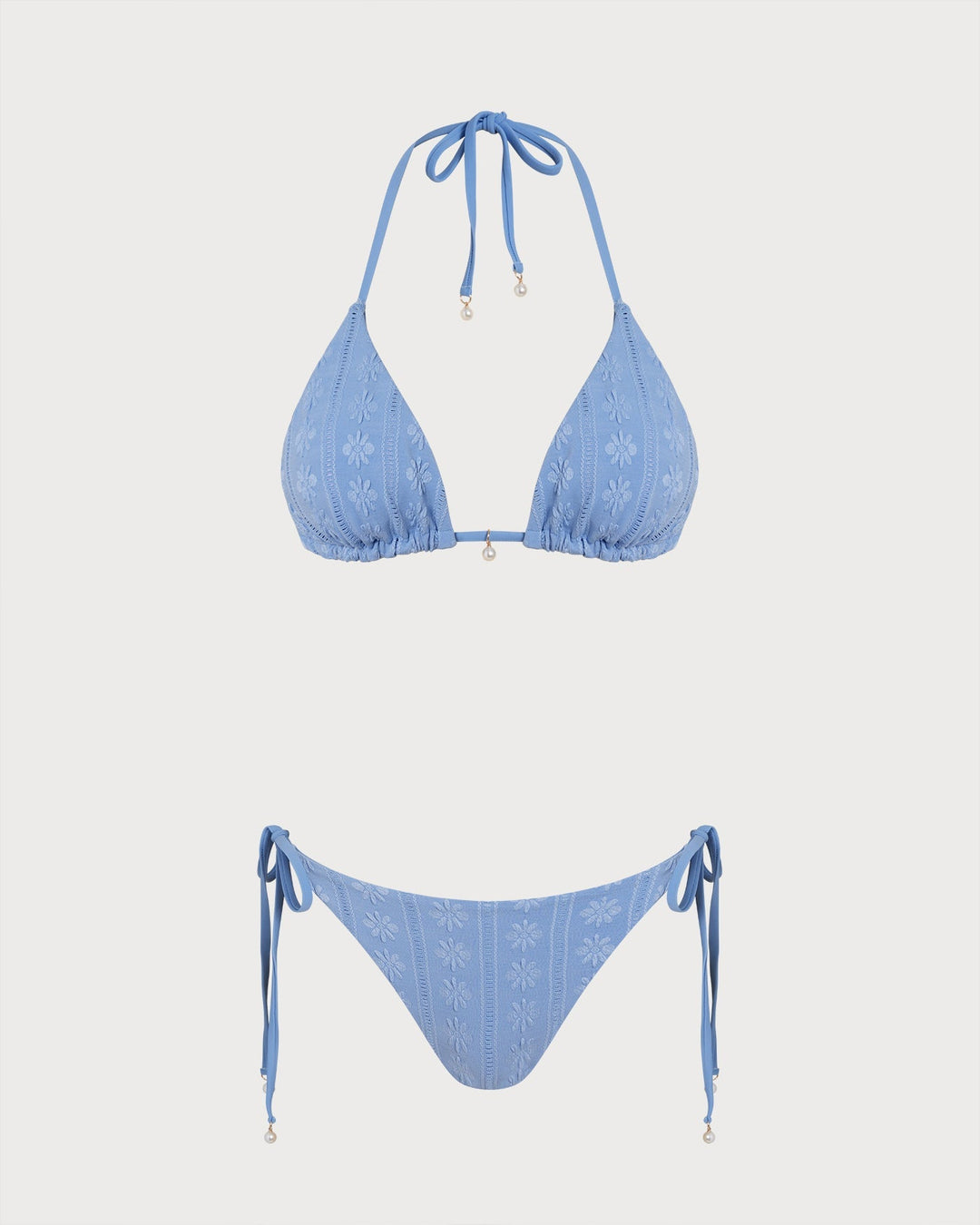 Clara & Sophia | Reversible Halter Triangle Bikini Set for Women in Blue