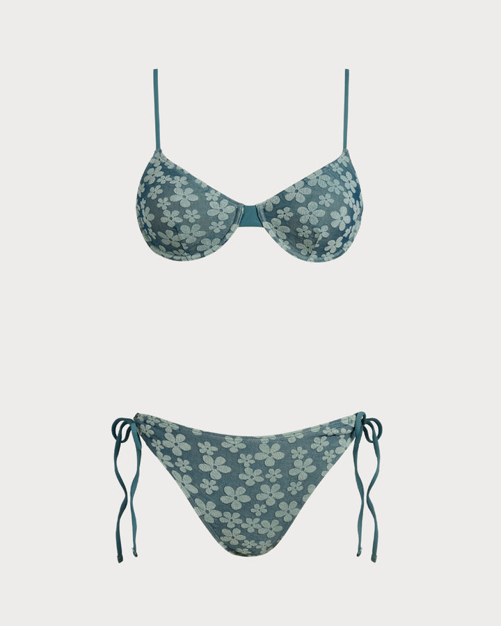 Clara & Sophia | Floral Underwire Bikini Set for Women in Green