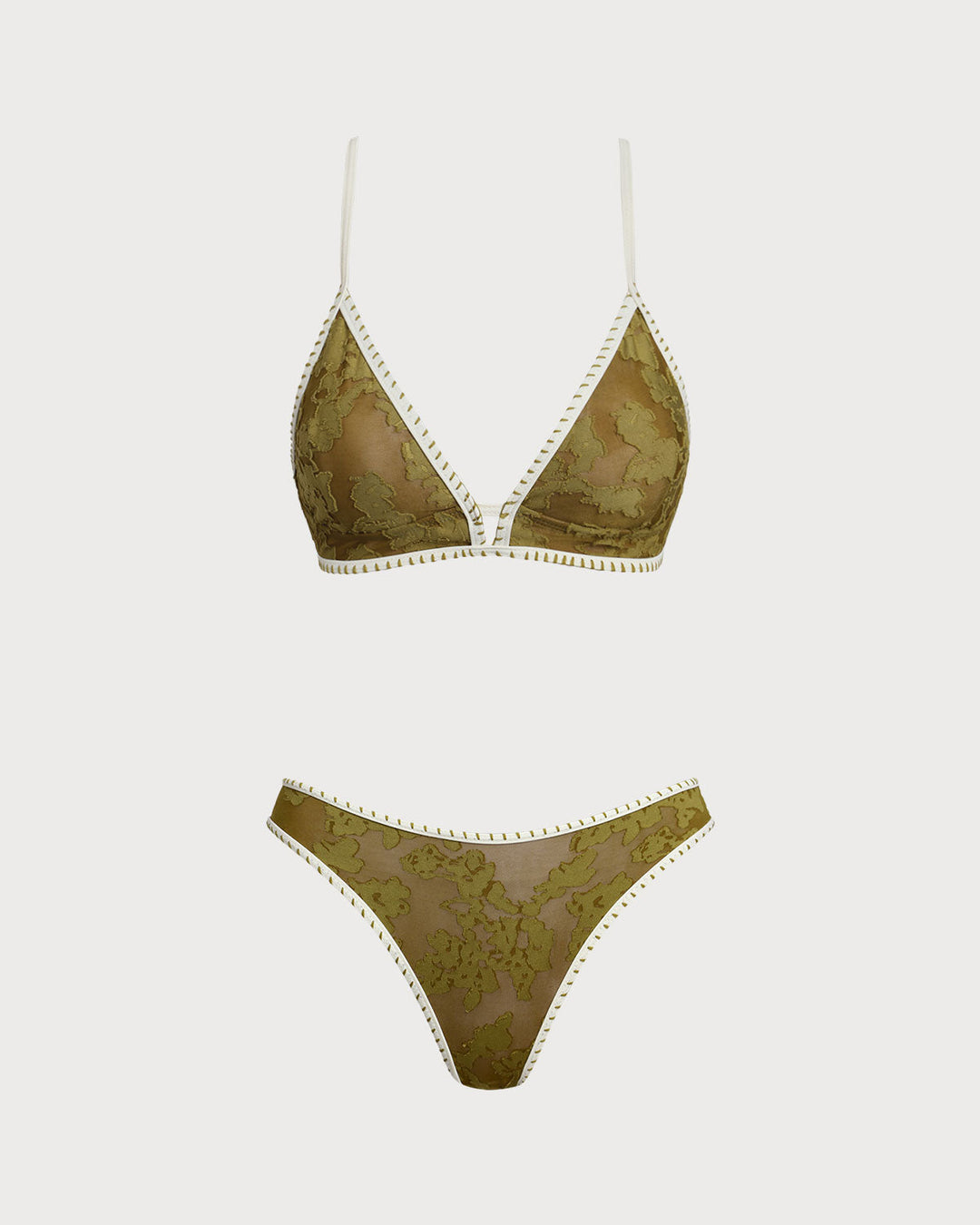 Clara & Sophia | Floral Tie-back Triangle Bikini Set for Women in Green