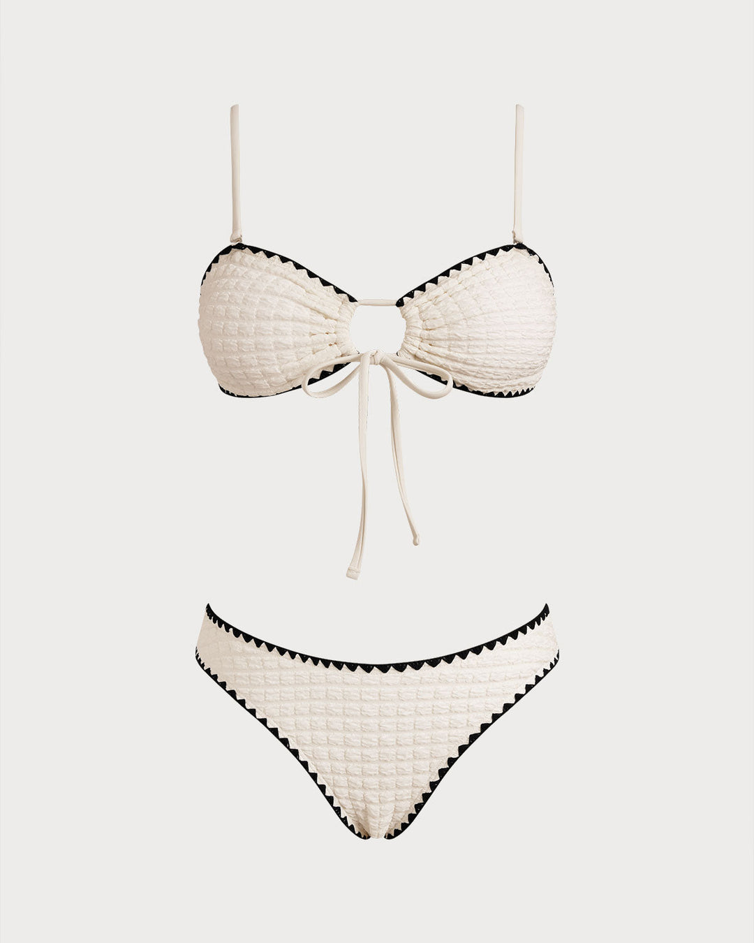 Clara & Sophia | Bandeau Bikini Set for Women in White with Contrasting Details