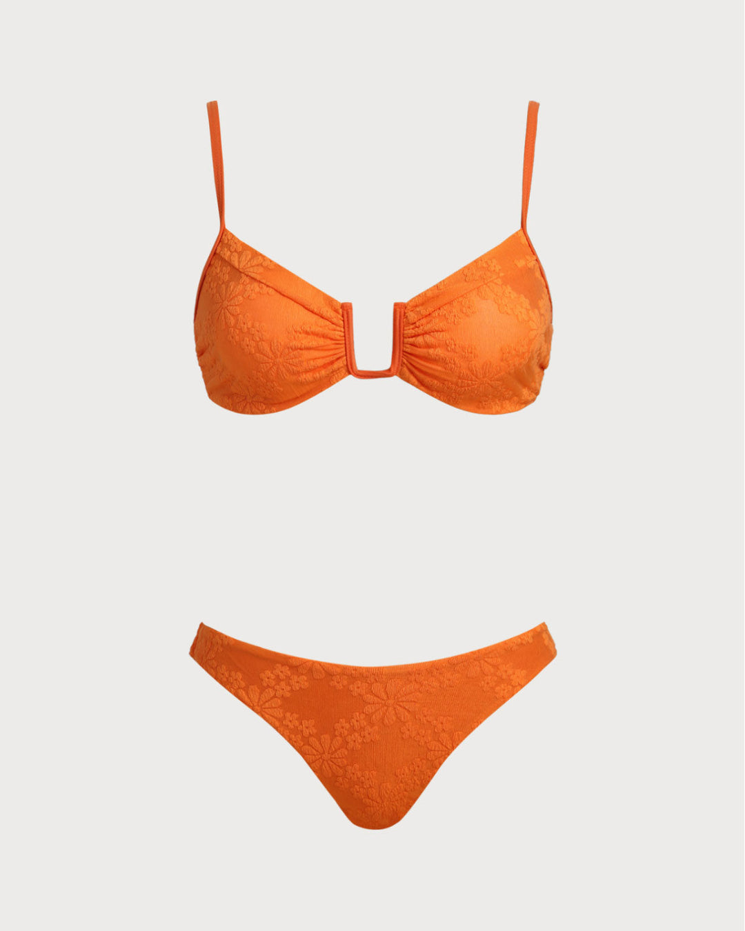 Clara & Sophia | Jacquard Bralette Bikini Set for Women in Orange