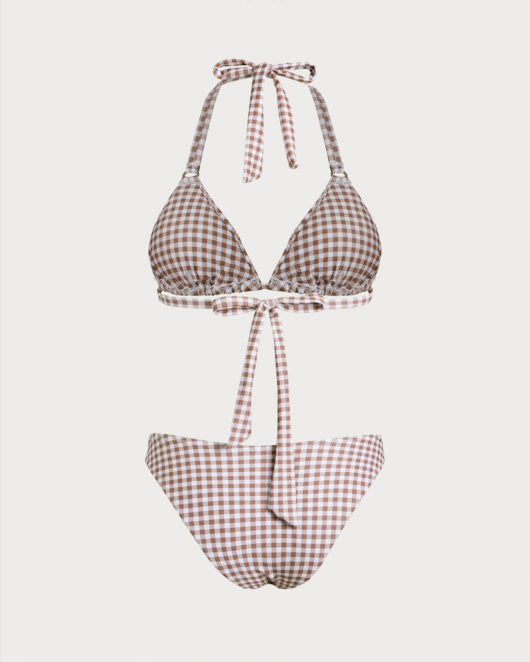 Clara & Sophia | Plaid Halter Bikini Set for Women in Coffee