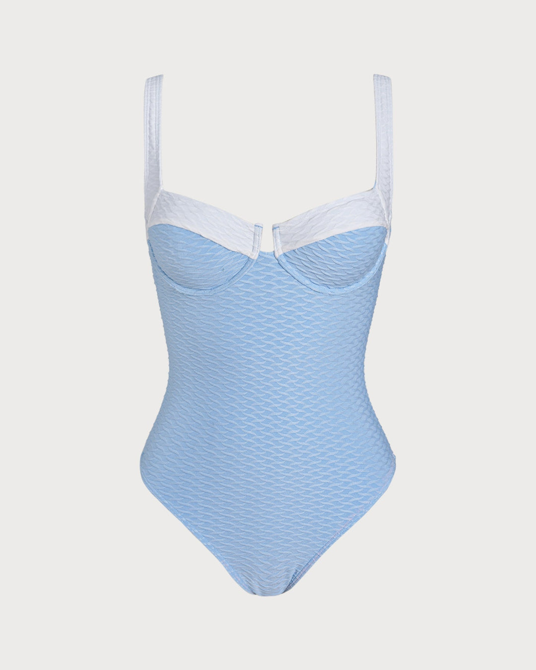 Clara & Sophia | Textured Underwire One Piece Swimsuit for Women in Blue
