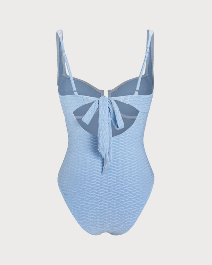 Clara & Sophia | Textured Underwire One Piece Swimsuit for Women in Blue