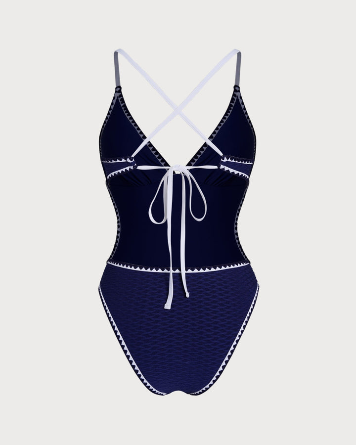 Clara & Sophia | Blue Cross Bralette One Piece Swimwear