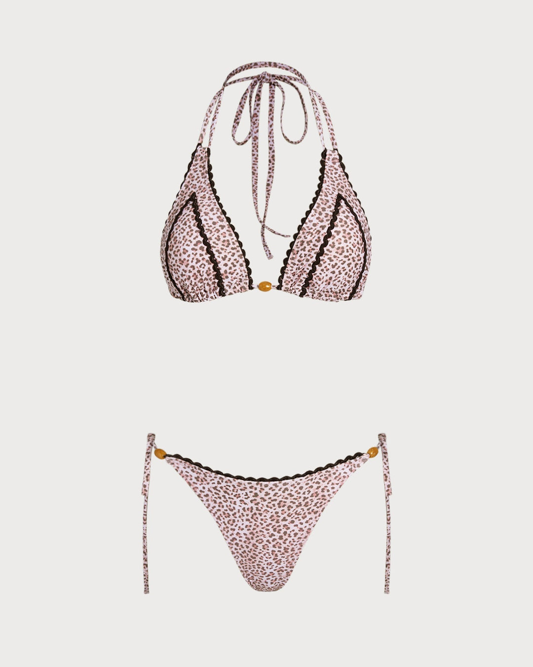 Clara & Sophia | Halter Bikini Set, Women's, Polyester, Regular Fit, Leopard Print