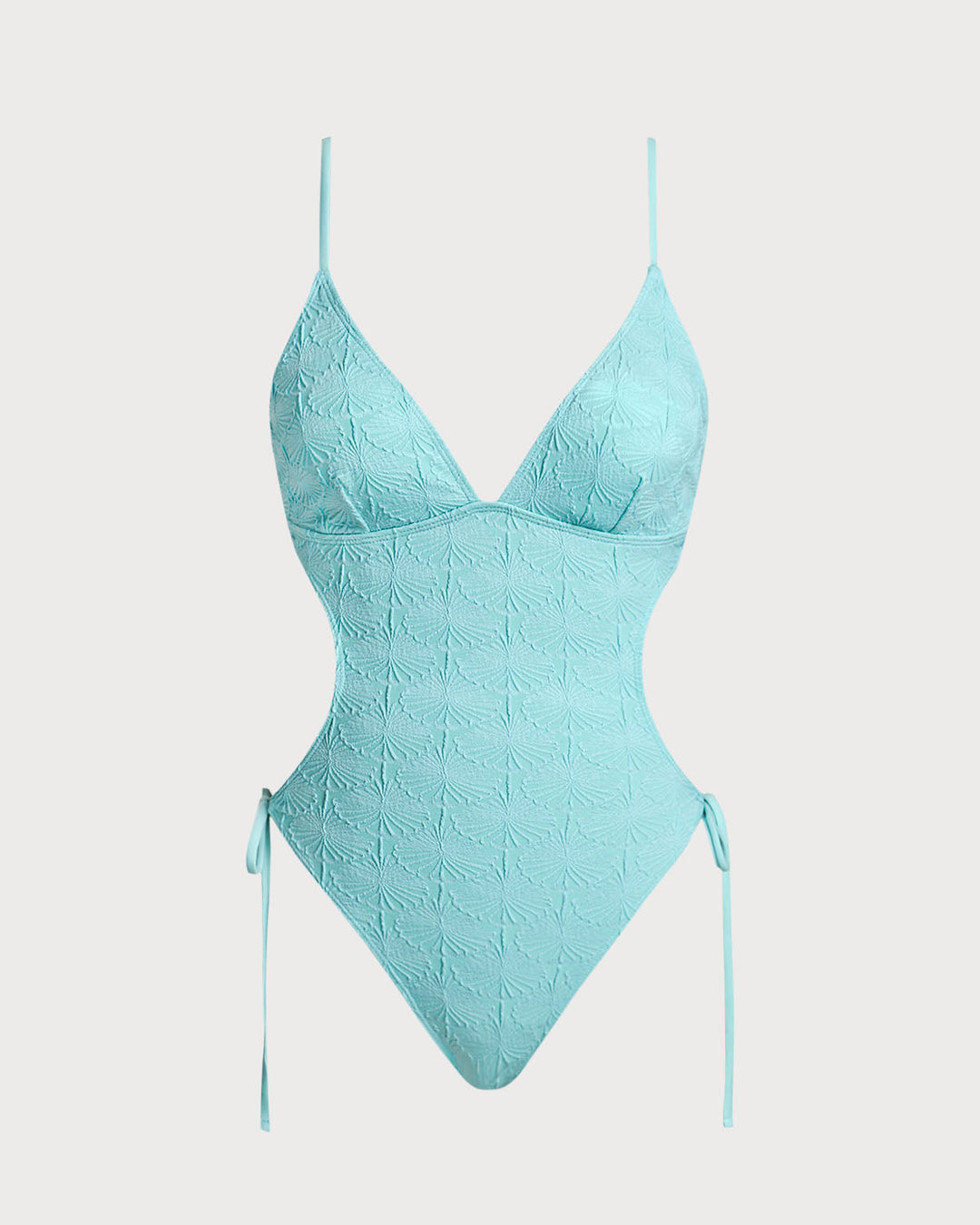 Clara & Sophia | Textured Blue Bralette One Piece Swimwear