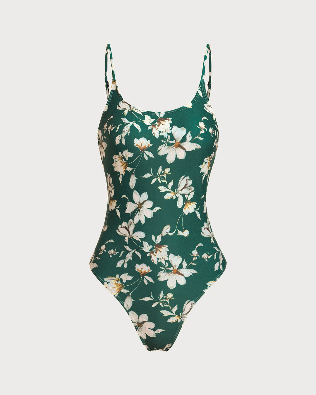 Clara & Sophia | Backless One Piece Swimwear for Women in Green Floral Print