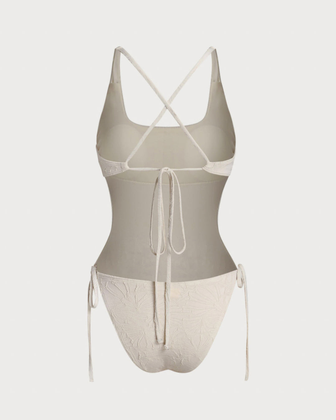 Clara & Sophia | Textured Bralette One Piece Swimwear for Women in Off White