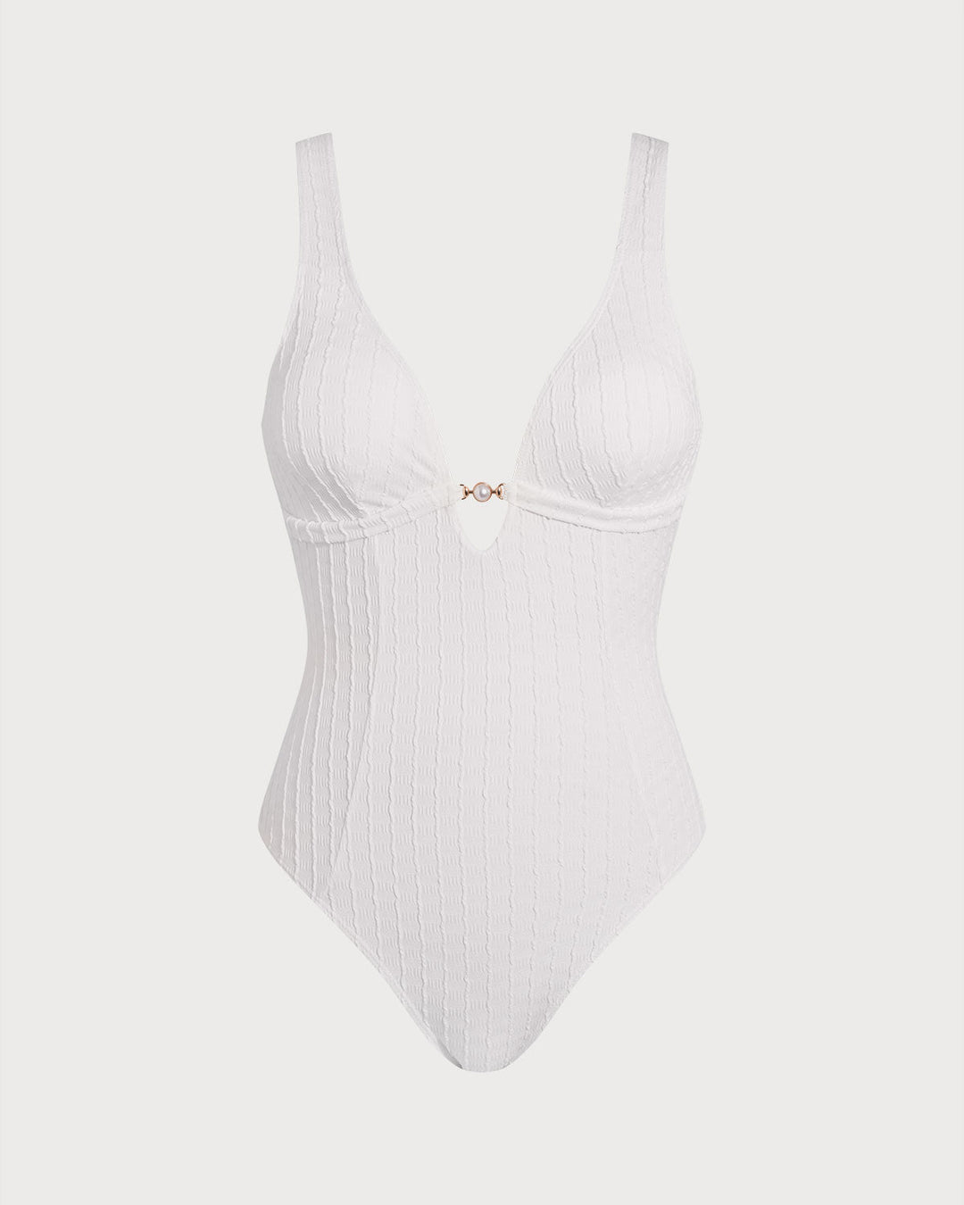Clara & Sophia | Textured Cut Out One-Piece Swimsuit for Women in White