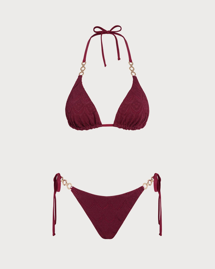 Clara & Sophia | Reversible Halter Bikini Set in Brick Red