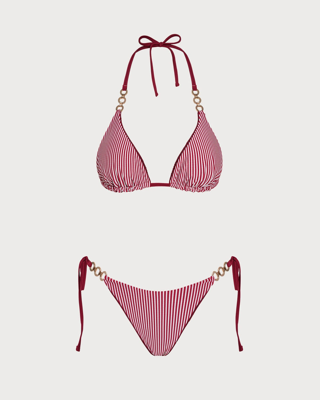 Clara & Sophia | Reversible Halter Bikini Set in Brick Red