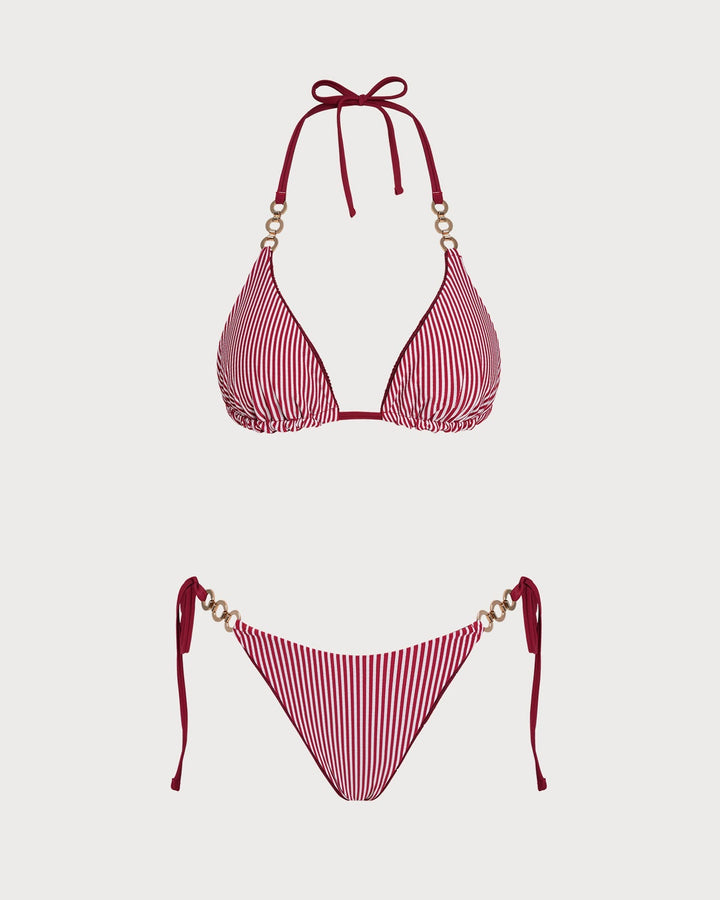 Clara & Sophia | Reversible Halter Bikini Set in Brick Red
