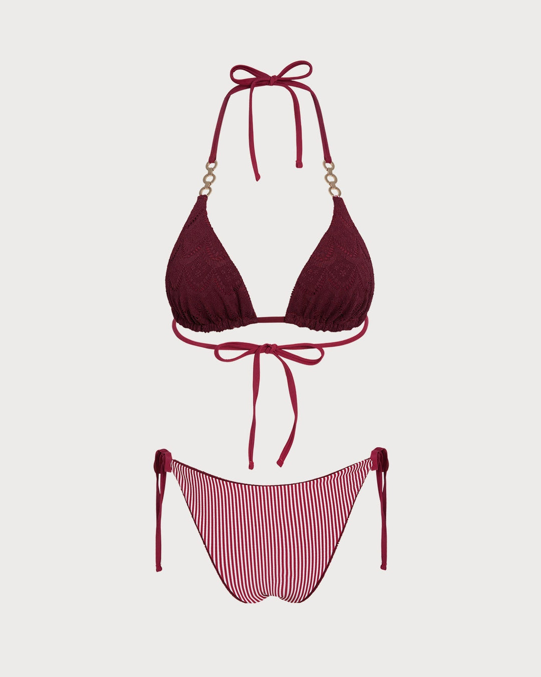 Clara & Sophia | Reversible Halter Bikini Set in Brick Red