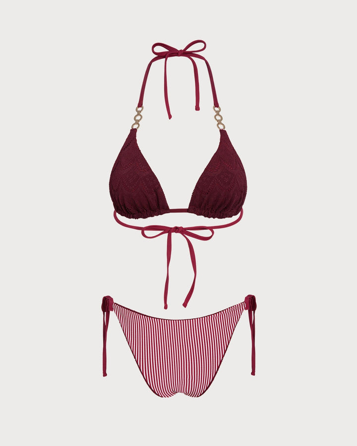 Clara & Sophia | Reversible Halter Bikini Set in Brick Red