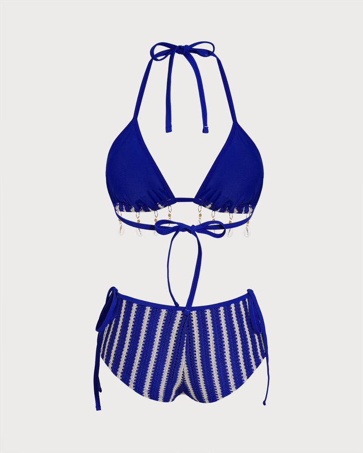 Clara & Sophia | Halter Triangle Bikini Set for Women in Blue