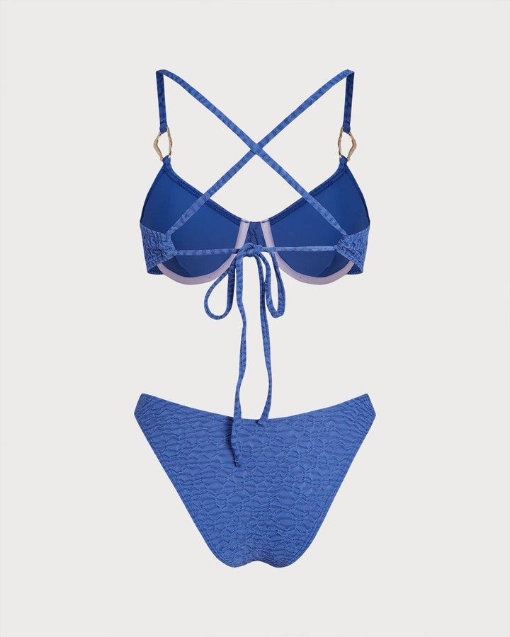 Clara & Sophia | Textured Bikini Set for Women in Light Blue
