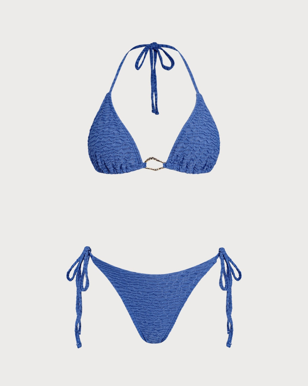 Clara & Sophia | Halter Triangle Bikini Set, Women's, Blue, Swimwear
