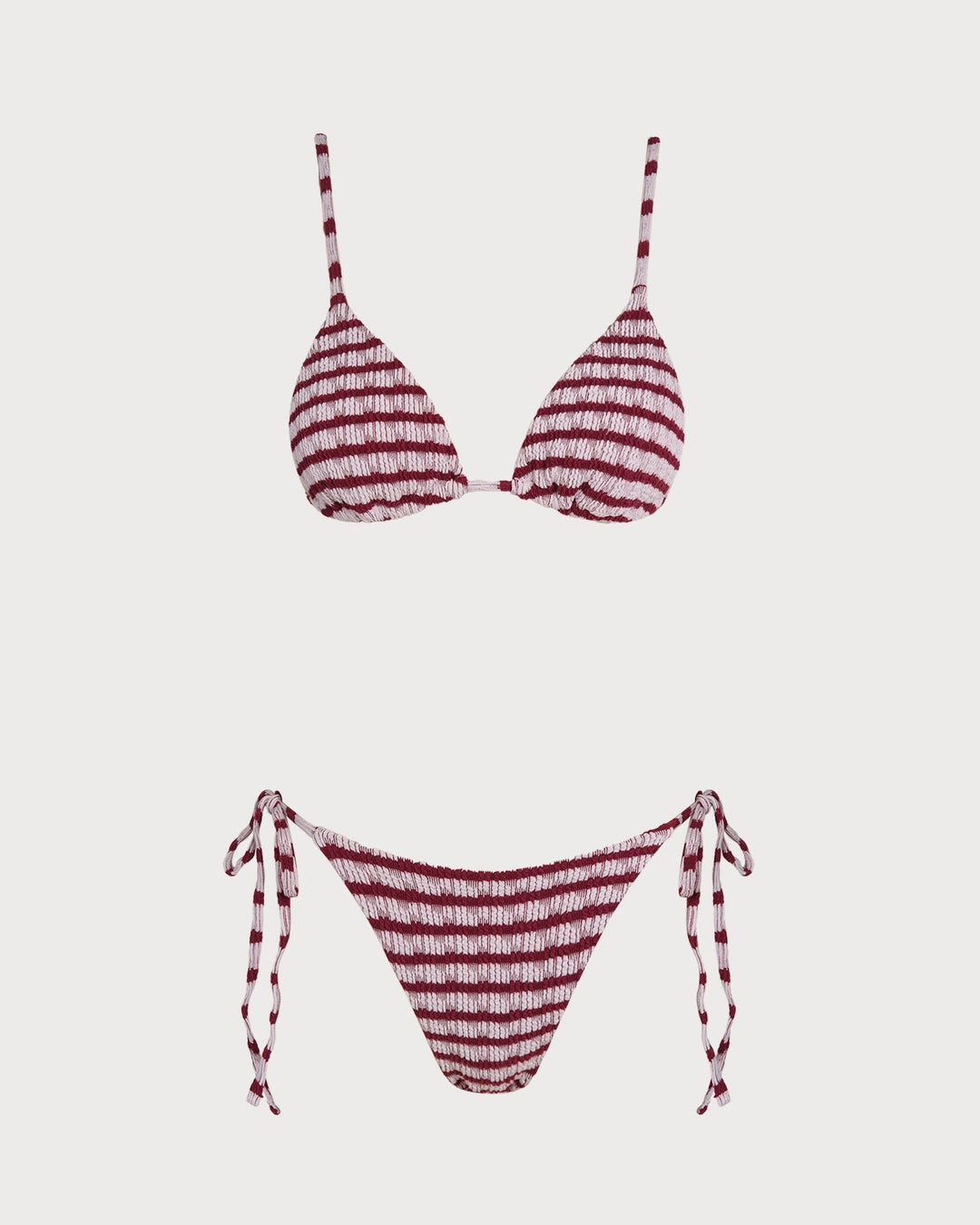Clara & Sophia | Striped Triangle Bikini Set for Women in Red
