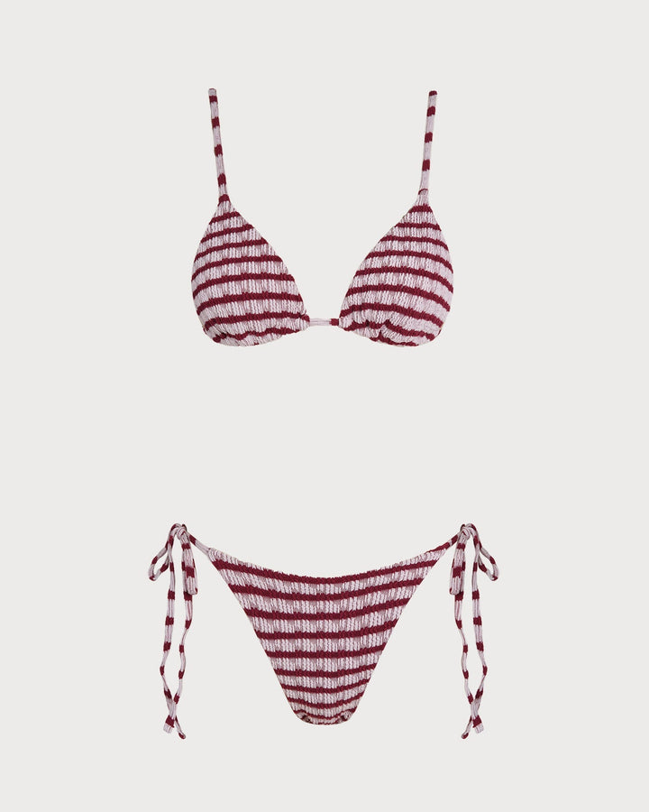 Clara & Sophia | Striped Triangle Bikini Set for Women in Red