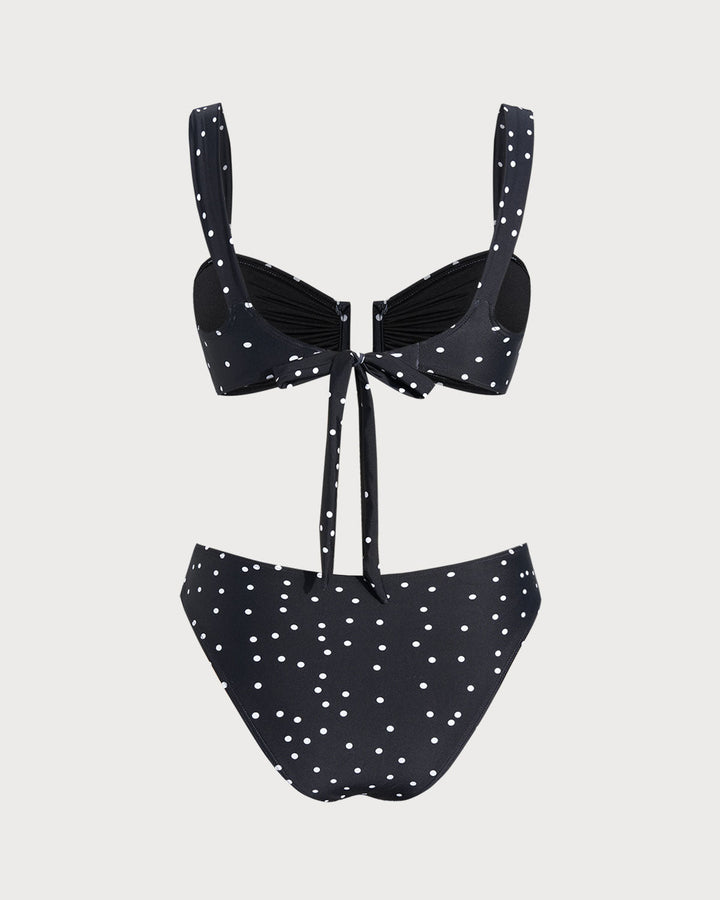 Clara & Sophia | Black Polka Dot Bandeau Bikini Set