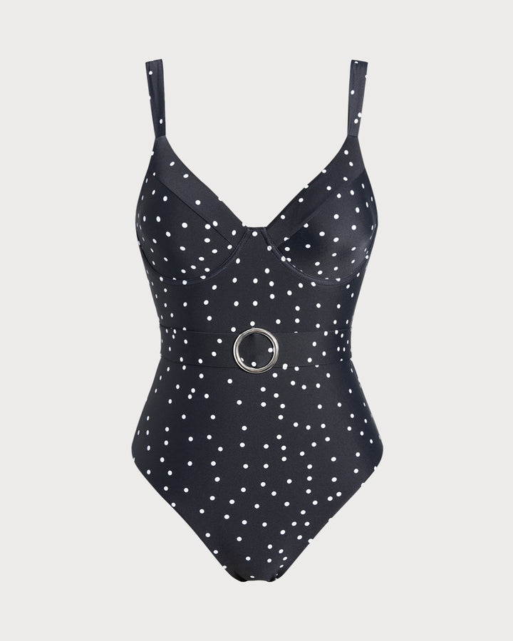Clara & Sophia | One Piece Swimwear for Women, Black Polka Dots