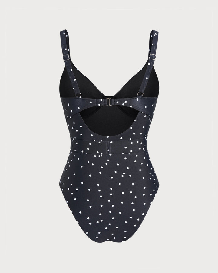 Clara & Sophia | One Piece Swimwear for Women, Black Polka Dots