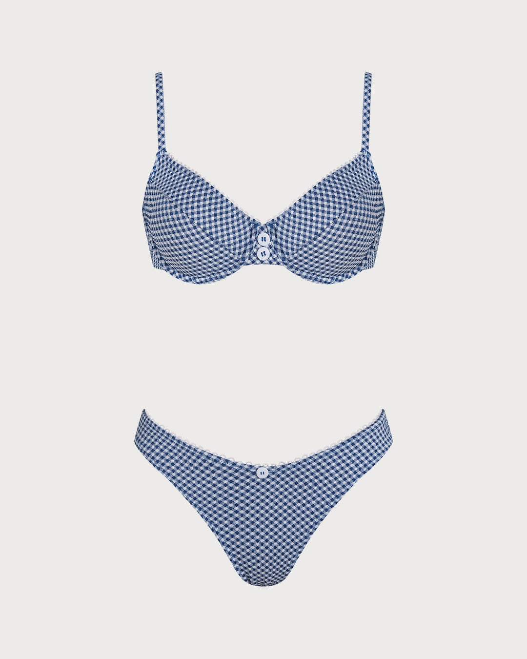 Clara & Sophia | Underwire Bikini Set for Women in Blue Plaid