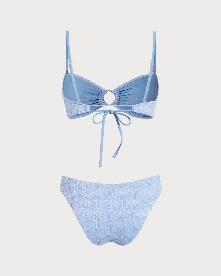Clara & Sophia | Jacquard Cut Out Bikini Set for Women in Blue