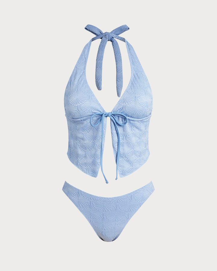 Clara & Sophia | Light Blue Knitted Tankini