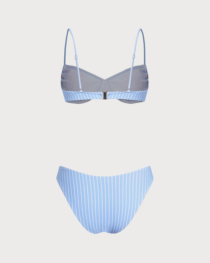 Clara & Sophia | Underwire Bikini Set for Women in Blue Stripes