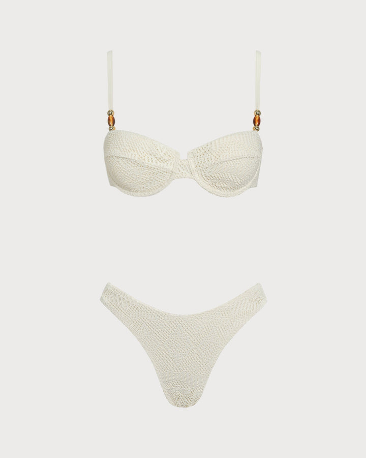 Clara & Sophia | Textured Underwire Three-Piece Set, White