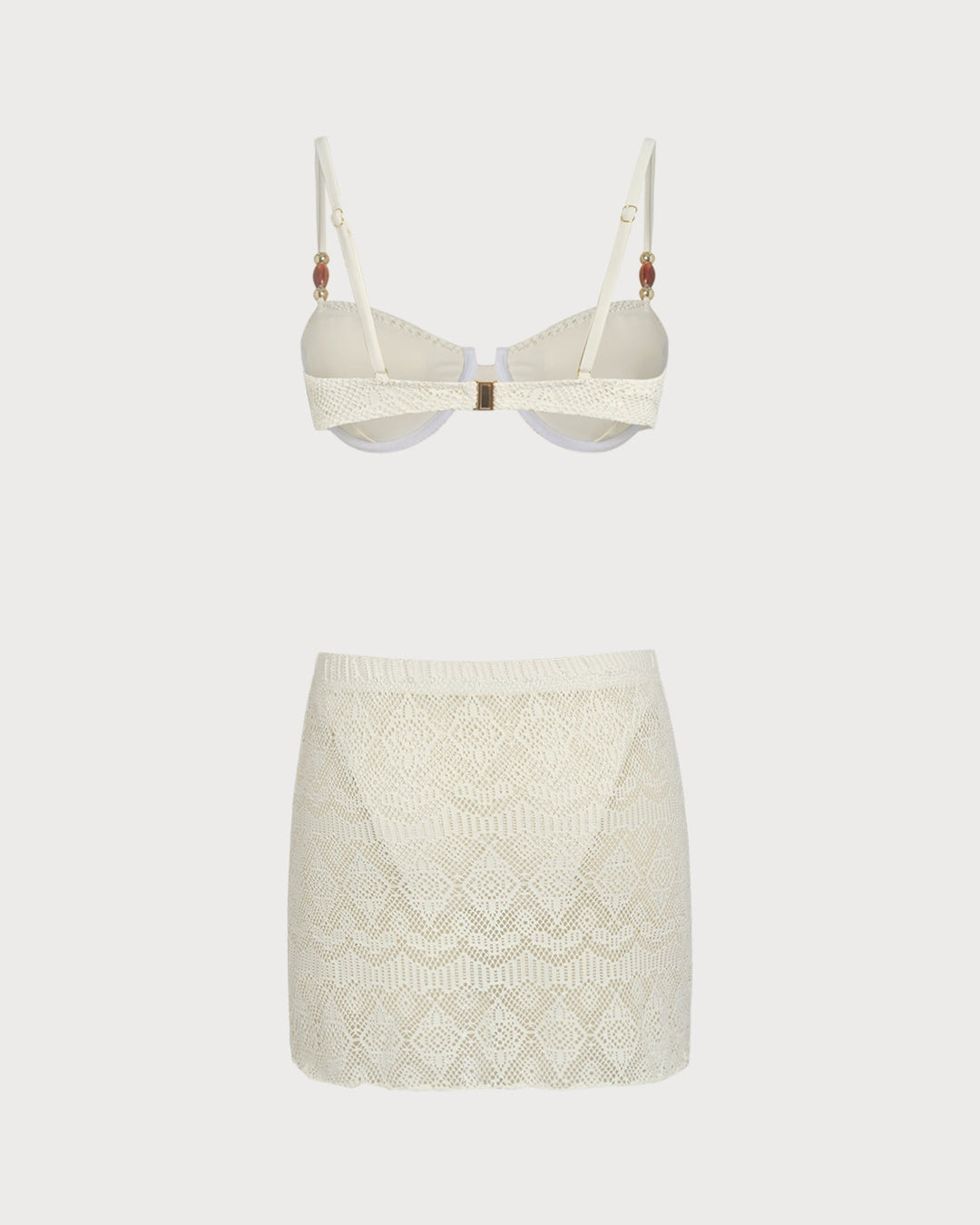 Clara & Sophia | Textured Underwire Three-Piece Set, White