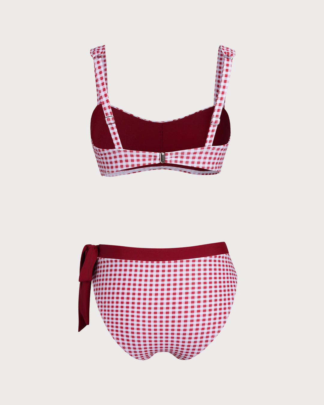Clara & Sophia | Plaid Bandeau Bikini Set for Women in Wine Red