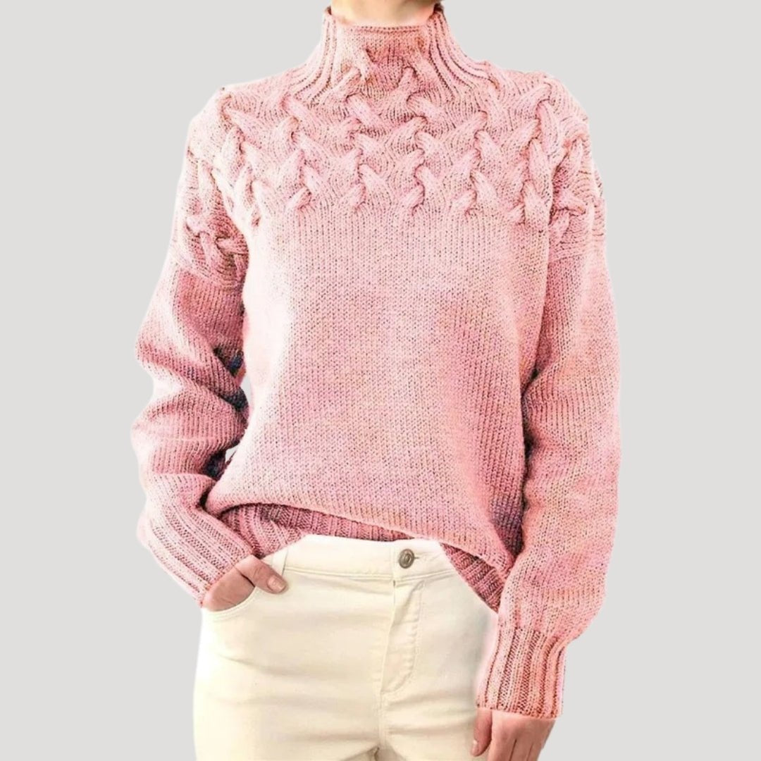 Effortless Sweaters for Women with Cable Knit Turtleneck Pullover Relaxed Fit